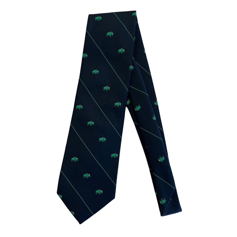 M3-20(1) BROOKS BROTHERS Neck Tie Buffalo Motif Navy/Green 56"L